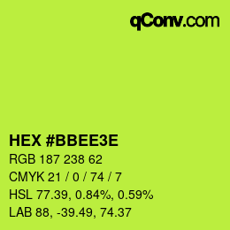 Color code: HEX #BBEE3E | qconv.com