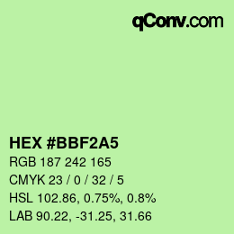 Color code: HEX #BBF2A5 | qconv.com