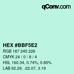 Color code: HEX #BBF5E2 | qconv.com