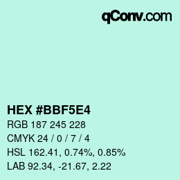 Color code: HEX #BBF5E4 | qconv.com