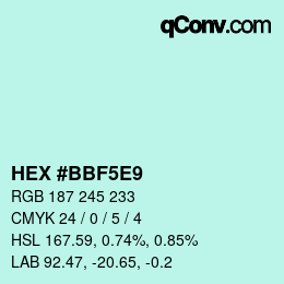 Color code: HEX #BBF5E9 | qconv.com