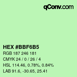 Color code: HEX #BBF6B5 | qconv.com