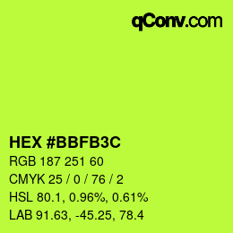 Color code: HEX #BBFB3C | qconv.com