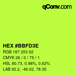 カラーコード: HEX #BBFD3E | qconv.com
