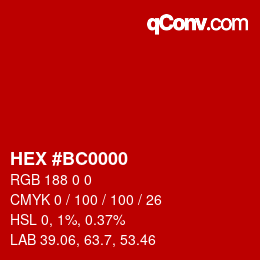 Color code: HEX #BC0000 | qconv.com