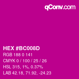 Color code: HEX #BC008D | qconv.com