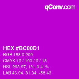 颜色代码: HEX #BC00D1 | qconv.com
