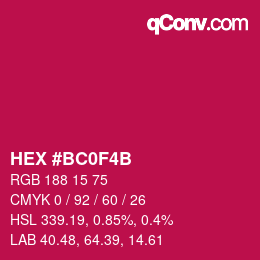 Color code: HEX #BC0F4B | qconv.com