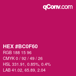 Color code: HEX #BC0F60 | qconv.com