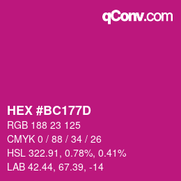 Color code: HEX #BC177D | qconv.com