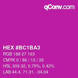 颜色代码: HEX #BC1BA3 | qconv.com