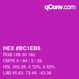 カラーコード: HEX #BC1EB6 | qconv.com