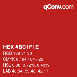 Color code: HEX #BC1F1E | qconv.com