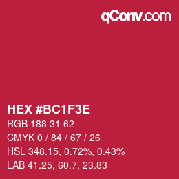 Color code: HEX #BC1F3E | qconv.com