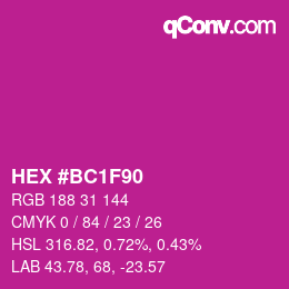 Color code: HEX #BC1F90 | qconv.com