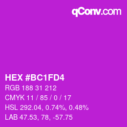 Color code: HEX #BC1FD4 | qconv.com