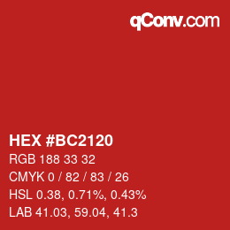 Color code: HEX #BC2120 | qconv.com