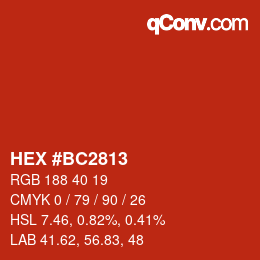 Farbcode: HEX #BC2813 | qconv.com
