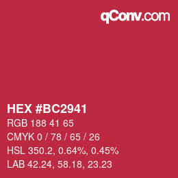 Color code: HEX #BC2941 | qconv.com