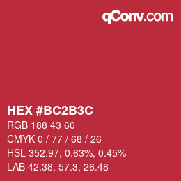 Color code: HEX #BC2B3C | qconv.com