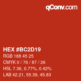 Color code: HEX #BC2D19 | qconv.com