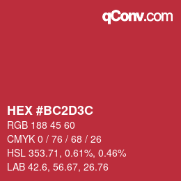 Color code: HEX #BC2D3C | qconv.com