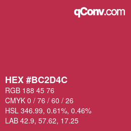 カラーコード: HEX #BC2D4C | qconv.com