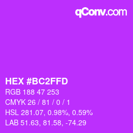 カラーコード: HEX #BC2FFD | qconv.com