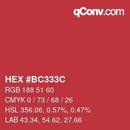 Color code: HEX #BC333C | qconv.com