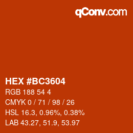 Color code: HEX #BC3604 | qconv.com