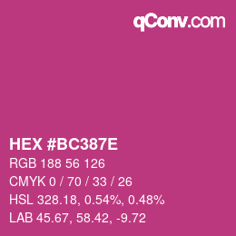 カラーコード: HEX #BC387E | qconv.com