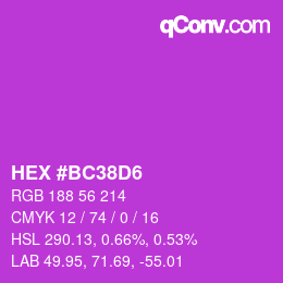 カラーコード: HEX #BC38D6 | qconv.com