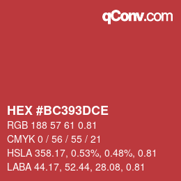 Código de color: HEX #BC393DCE | qconv.com
