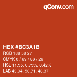 カラーコード: HEX #BC3A1B | qconv.com