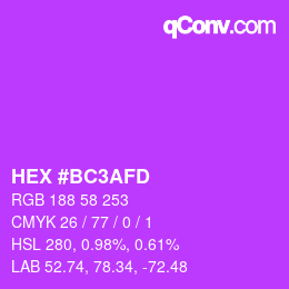 カラーコード: HEX #BC3AFD | qconv.com