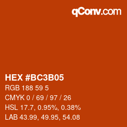 Color code: HEX #BC3B05 | qconv.com