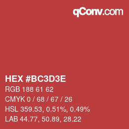 カラーコード: HEX #BC3D3E | qconv.com