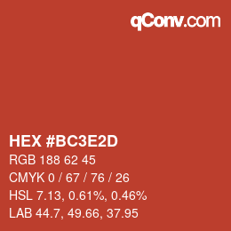 Farbcode: HEX #BC3E2D | qconv.com