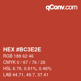 Color code: HEX #BC3E2E | qconv.com