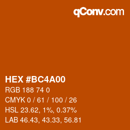 Color code: HEX #BC4A00 | qconv.com