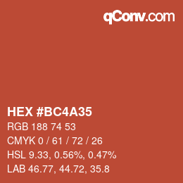 Color code: HEX #BC4A35 | qconv.com
