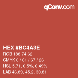 Código de color: HEX #BC4A3E | qconv.com