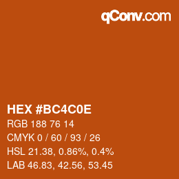 Color code: HEX #BC4C0E | qconv.com