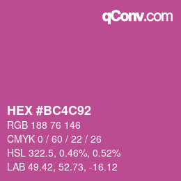 カラーコード: HEX #BC4C92 | qconv.com