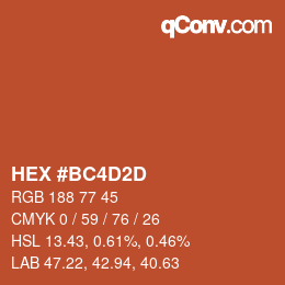 Color code: HEX #BC4D2D | qconv.com