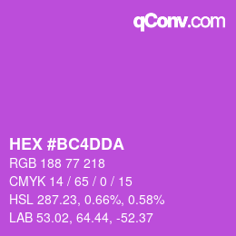 カラーコード: HEX #BC4DDA | qconv.com