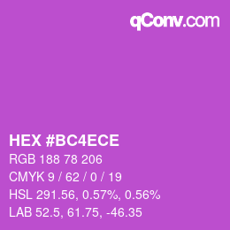 Farbcode: HEX #BC4ECE | qconv.com