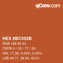 Código de color: HEX #BC552B | qconv.com
