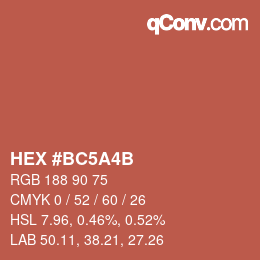 Color code: HEX #BC5A4B | qconv.com