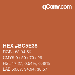 カラーコード: HEX #BC5E38 | qconv.com